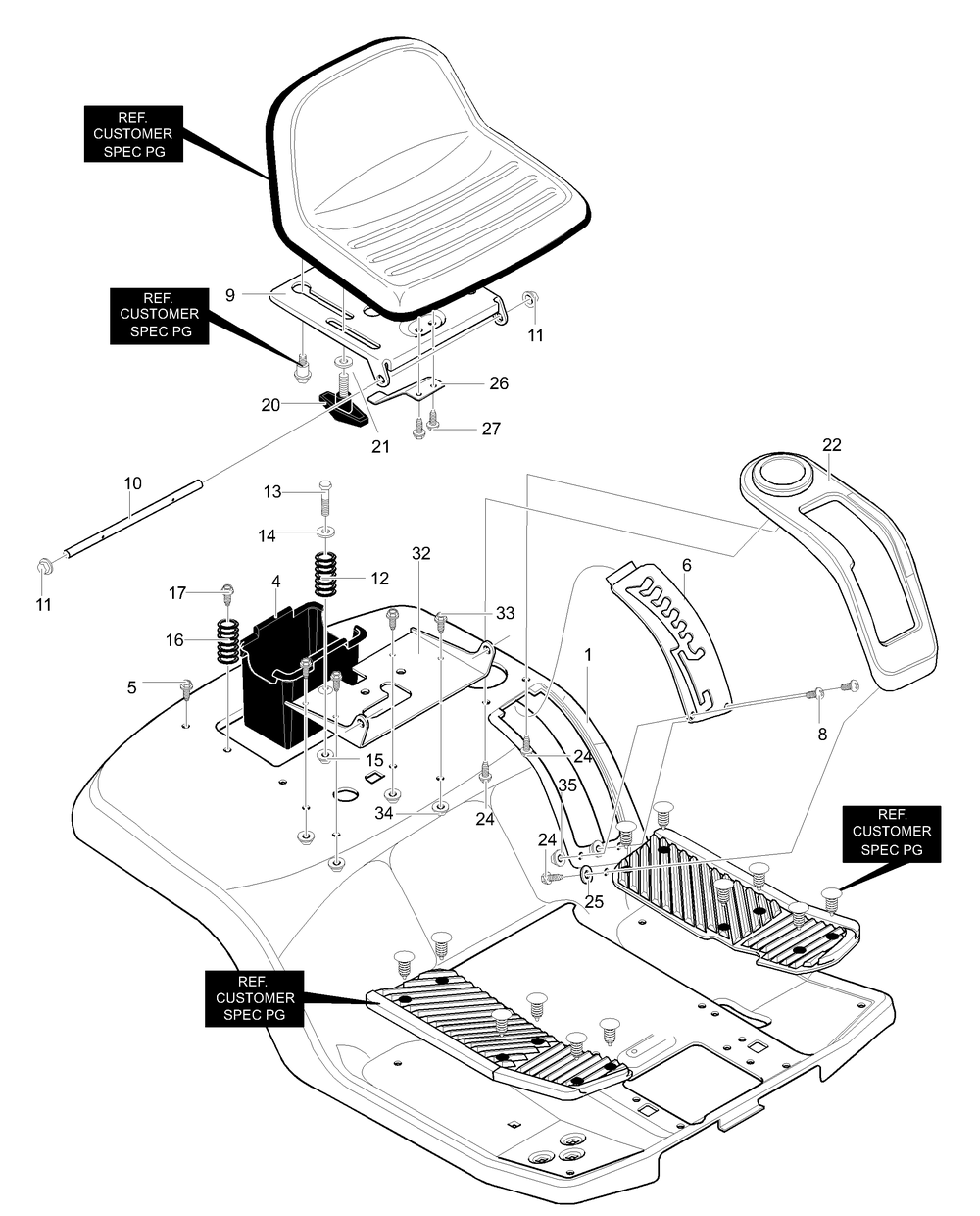 Rear Chassis Assembly Diagram and Parts List for 42581X58A 2001 Briggs and Stratton Lawn Tractor